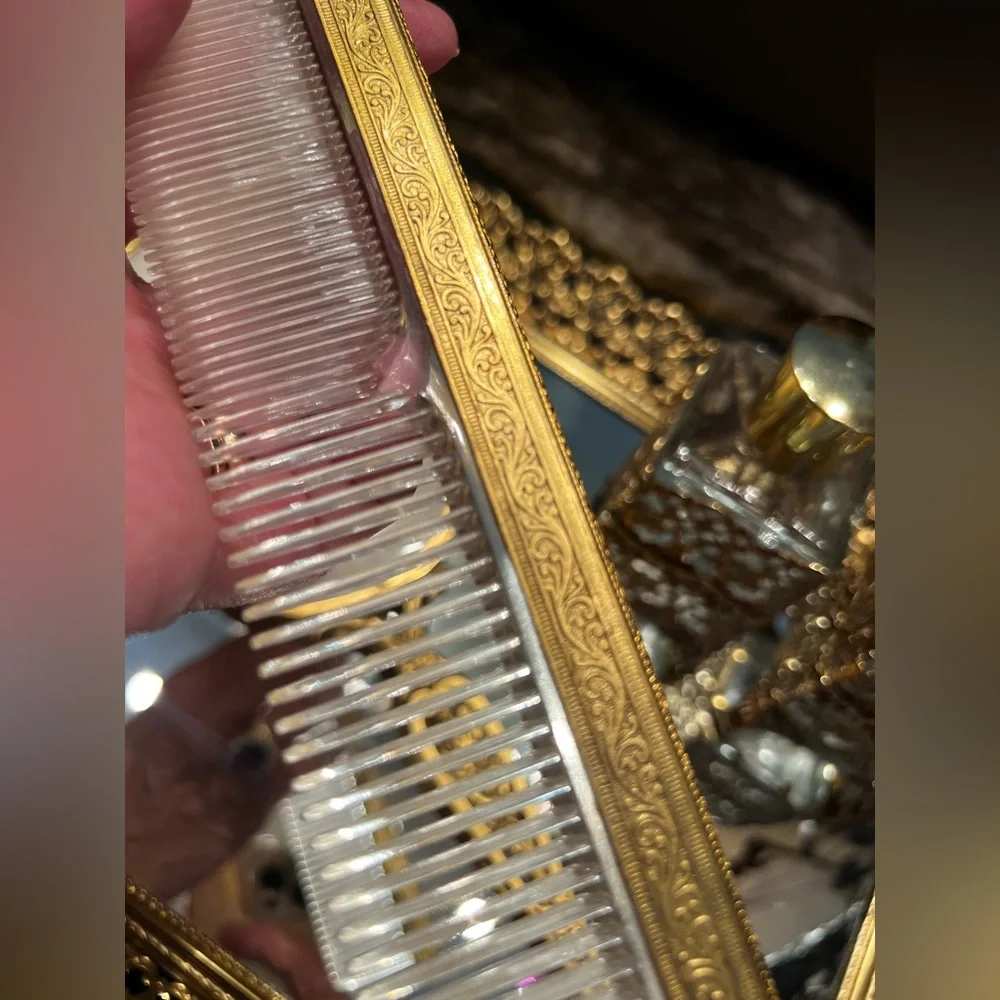 Vintage 7 Piece 24K 👸🏼 Gold Plated Vanity Set BROADWAY MUSICAL PROP!